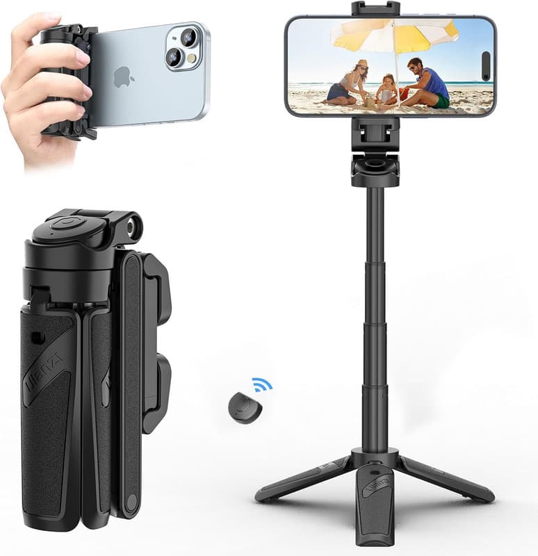 Jmary MT-18 3-in-1 Mini Extendable Selfie Stick Tripod with Wireless Bluetooth Remote 360° Rotation, 4-Leg Stable Stand for Mobile Vlogging