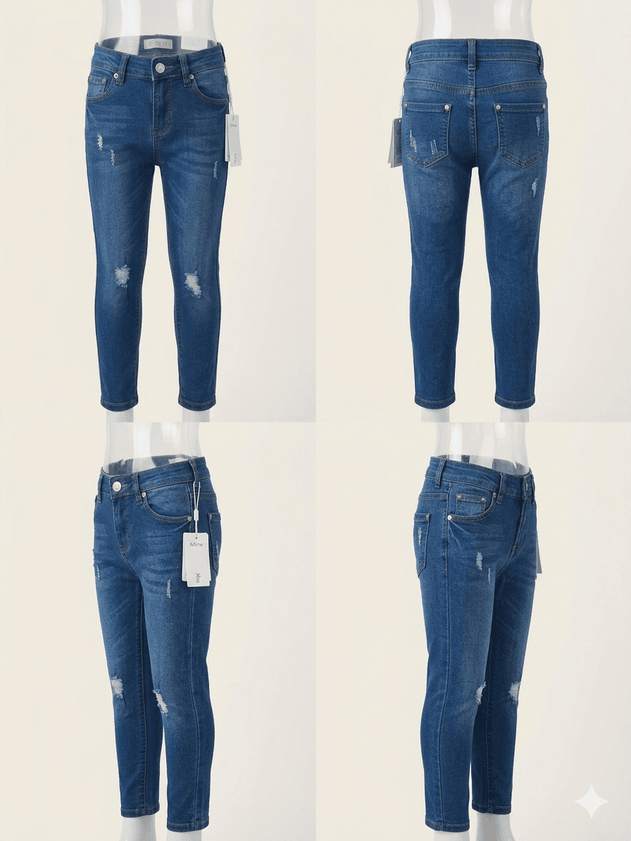 Kids Slim Fit Denim Jeans - Multicolor