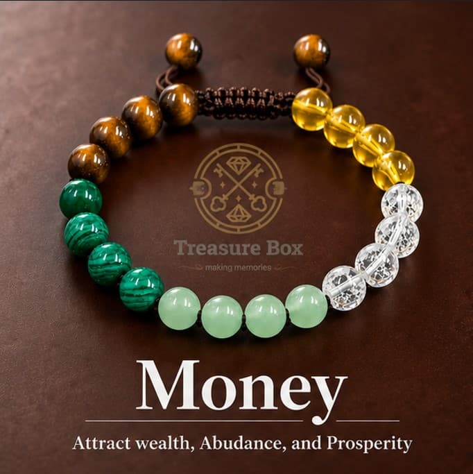 8mm Money & Prosperity Beaded Bracelet For Unisex By Treasure Box Nepal