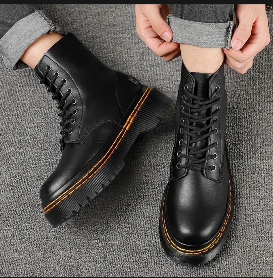 Black Triple Sole Martin Boots For Men