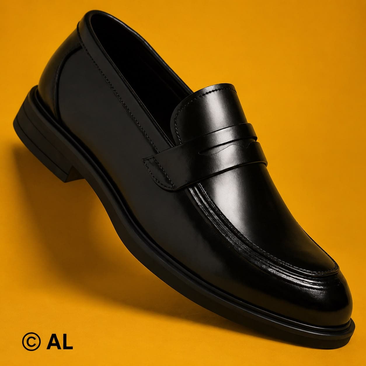 Classic Penny Loafers Black Leather Shoes For Men