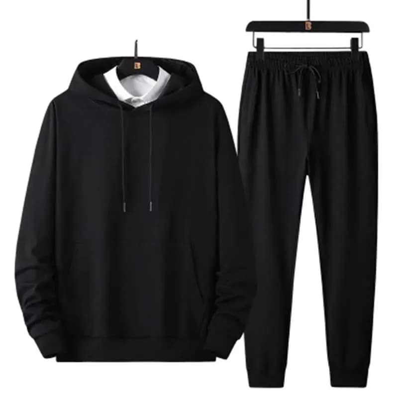 Men’s Winter Warm Fleece Plain Hoodies and Joggers Set of 2