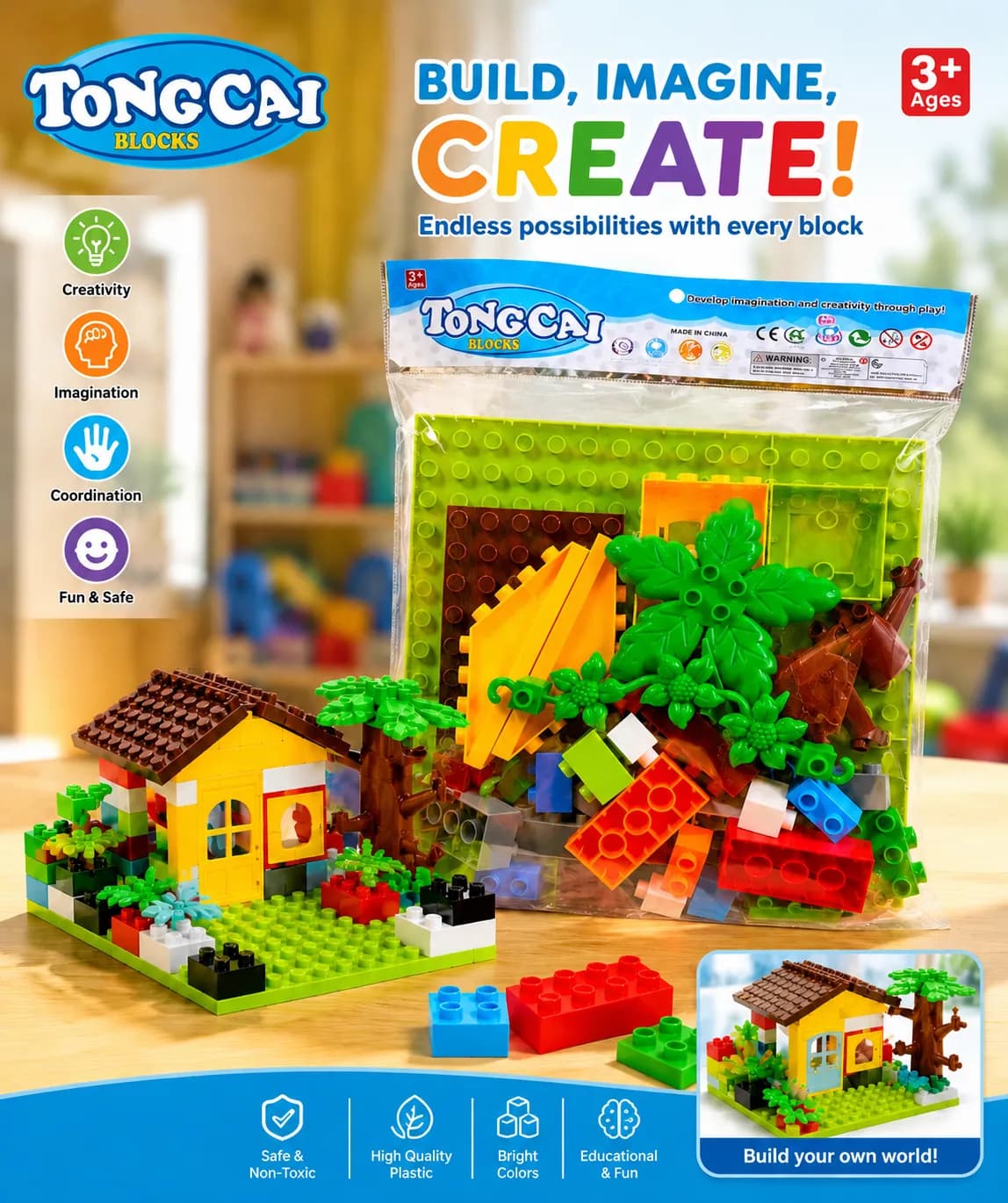 Lego Building Blocks Set for Kids – Creative Construction & Educational Building Toy, Colorful Blocks for Imagination, Coordination & Fun, 3+ Years