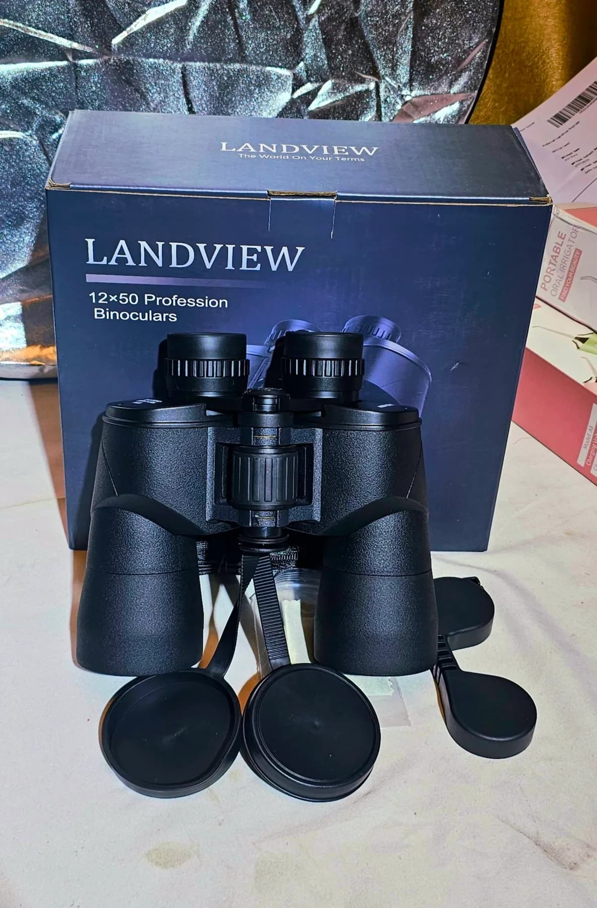 Landview 12x50 Professional Binoculars – High Power, HD Vision, Waterproof & Durable for Outdoor Adventures - Black