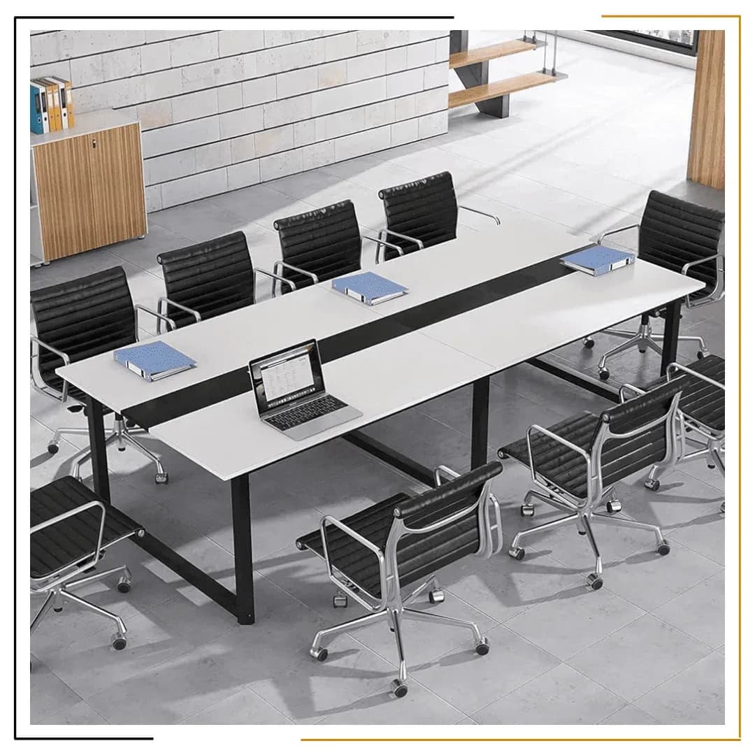 Baithak Meeting Table Large Office Conference Table For 8 People Made In Nepal Modern White Design