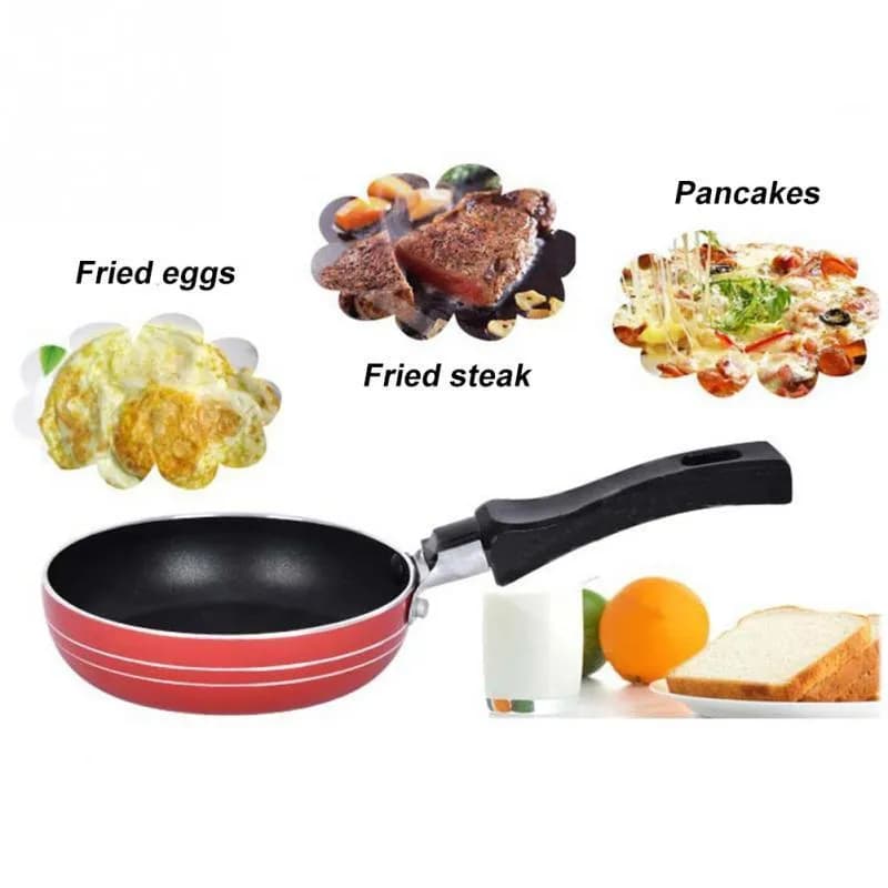 Mini Aluminum Portable Non-Stick Frying Pan - Black
