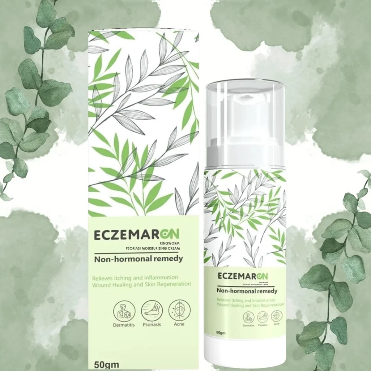 Eczemaron Moisturizing Cream 50gm – Non-Hormonal Care for Psoriasis, Dermatitis & Acne with Skin Repair Formula