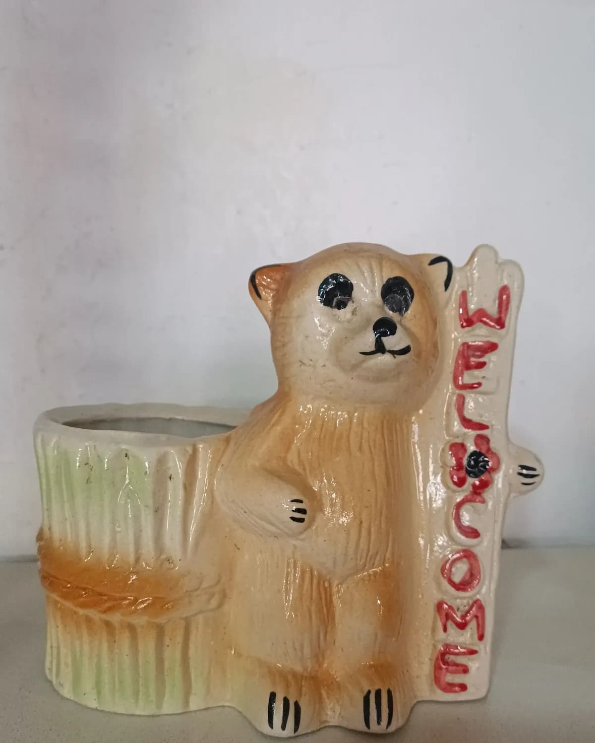 Welcome Bear Ceramic Flower Pot 6 Inch