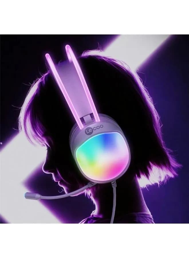 For Lecoo HT410 USB Gaming Headset with Dynamic RGB Lighting - 7.1 Virtual Surrounded Sound & Dual 50mm Drivers - DEEP BASS - Noise Reduction mic - In Body Control For PC / PS4 | Black