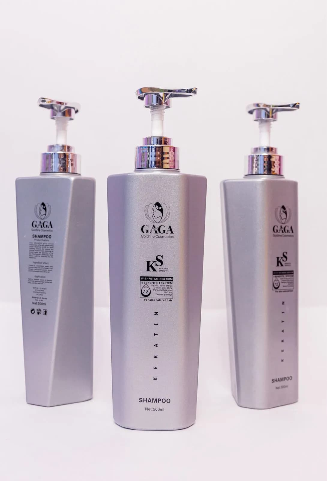 Gaga Goldline Cosmetics Keratin Smooth Shampoo with Vitamin Serum – Frizz Control & Silky Hair - 500ml