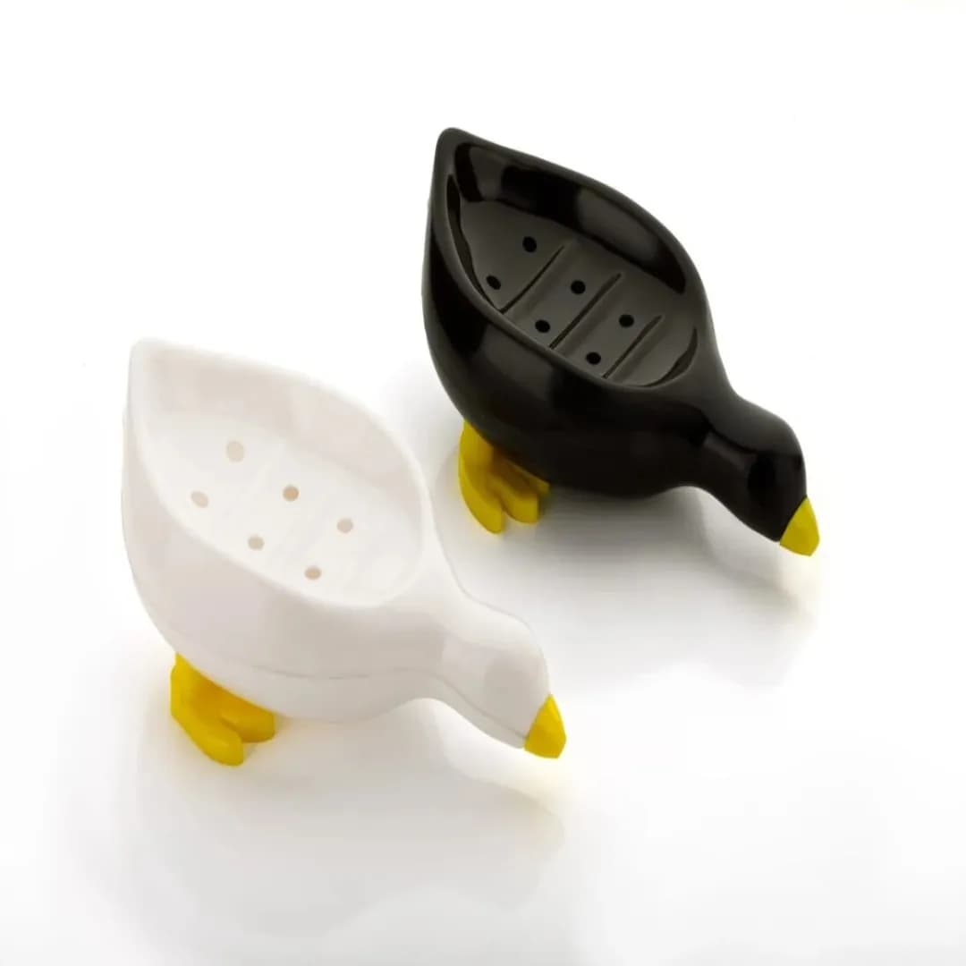 Duck-Shape Self-Draining Soap Dish Holder, Creative Easy-Clean Soap Box for Bathroom, Kitchen & Wash Basin