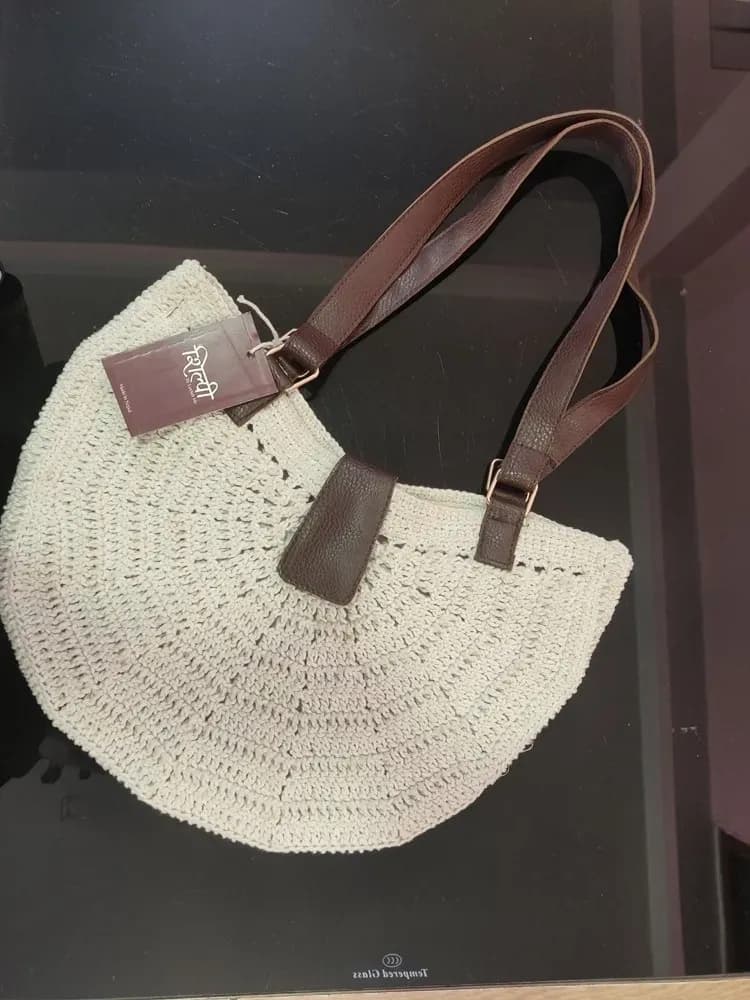 Handmade Crochet Moon Bag - Large