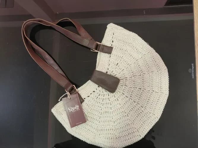 Handmade Crochet Moon Bag - Large