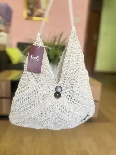 Two Button Design Crochet Bag