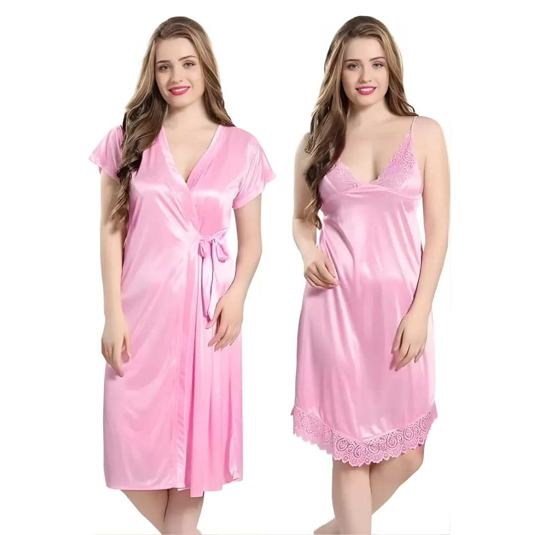 Fancyra Women’s Satin 2-Piece Nightdress Set With Stylish Sleepwear Design
