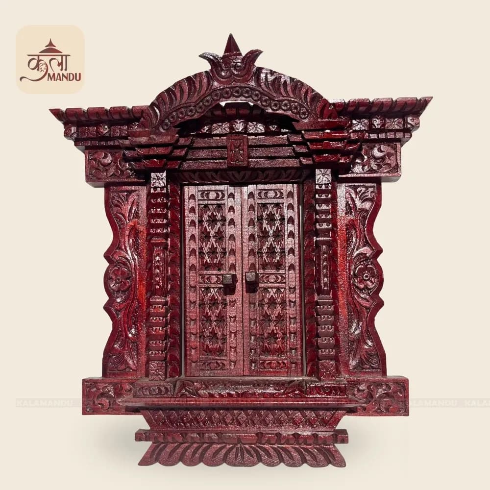 Kumari Jhyal – Traditional Newari Wooden Window Decor 10-Inch