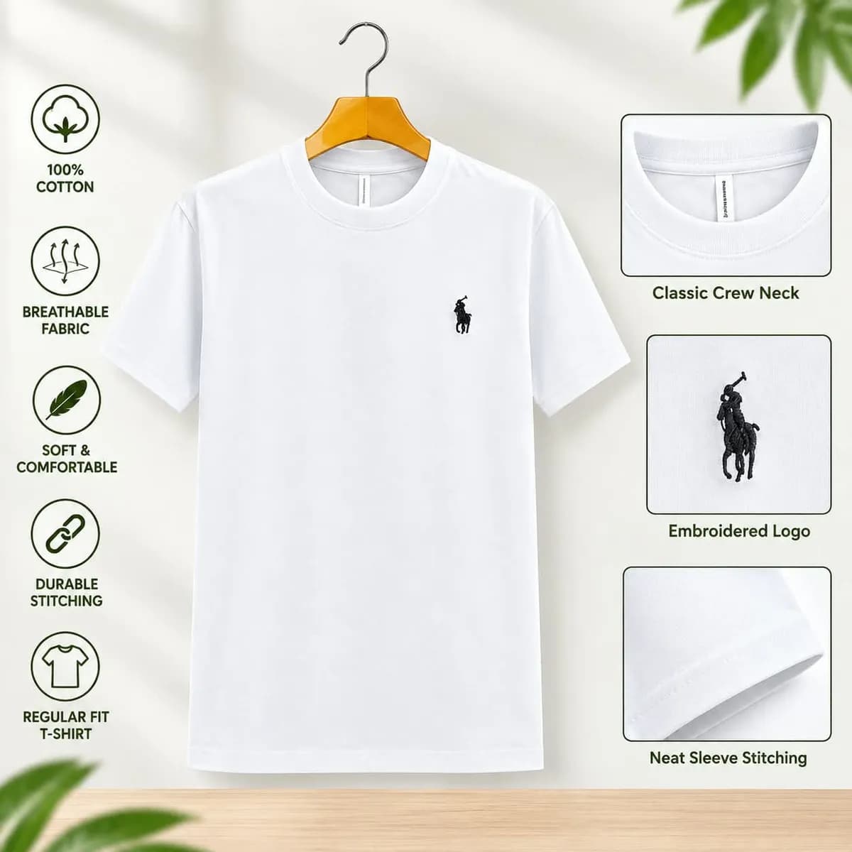 Polo Half White T-shirt For Men