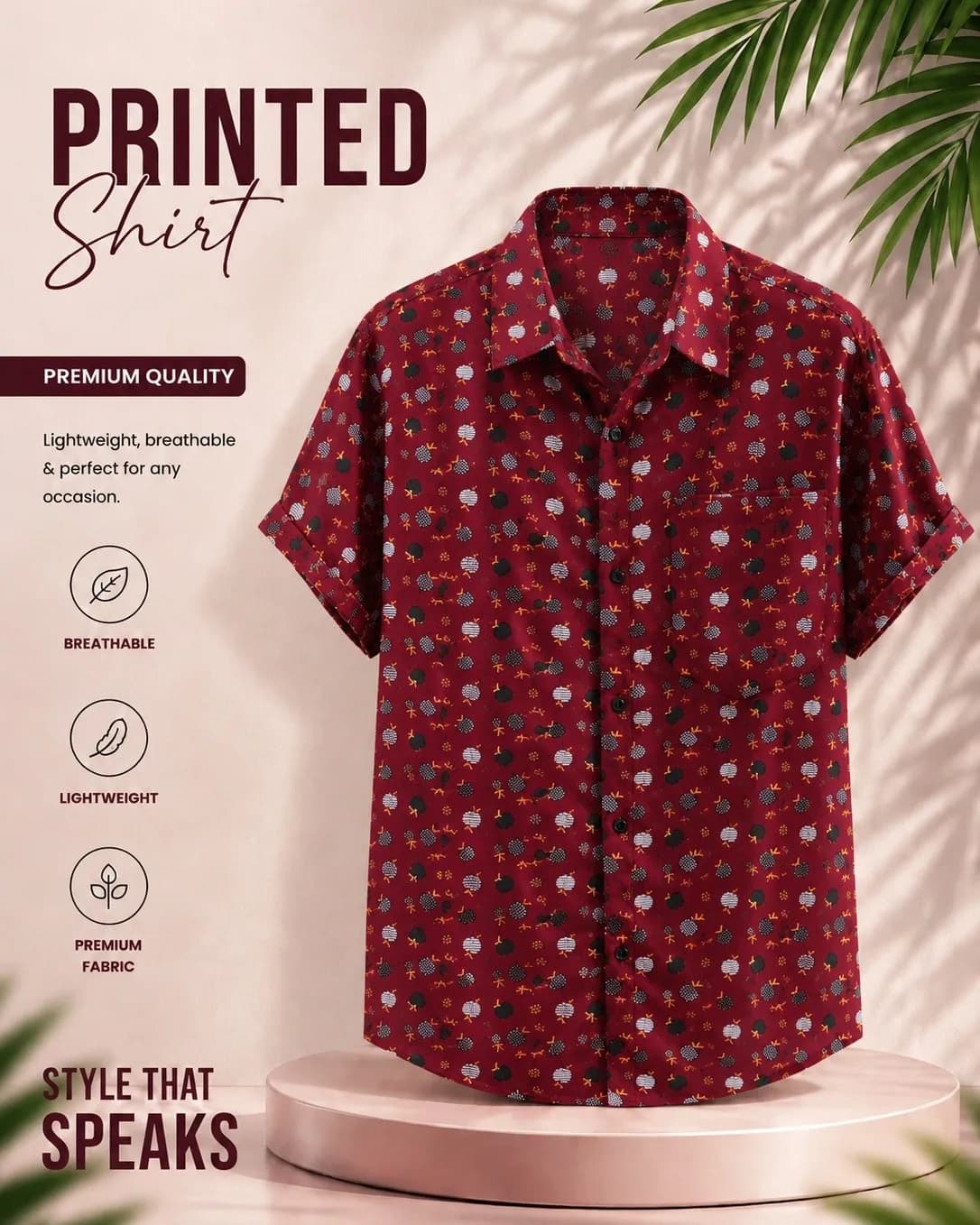 Summer Rayon Fabric Half Shirt For Men