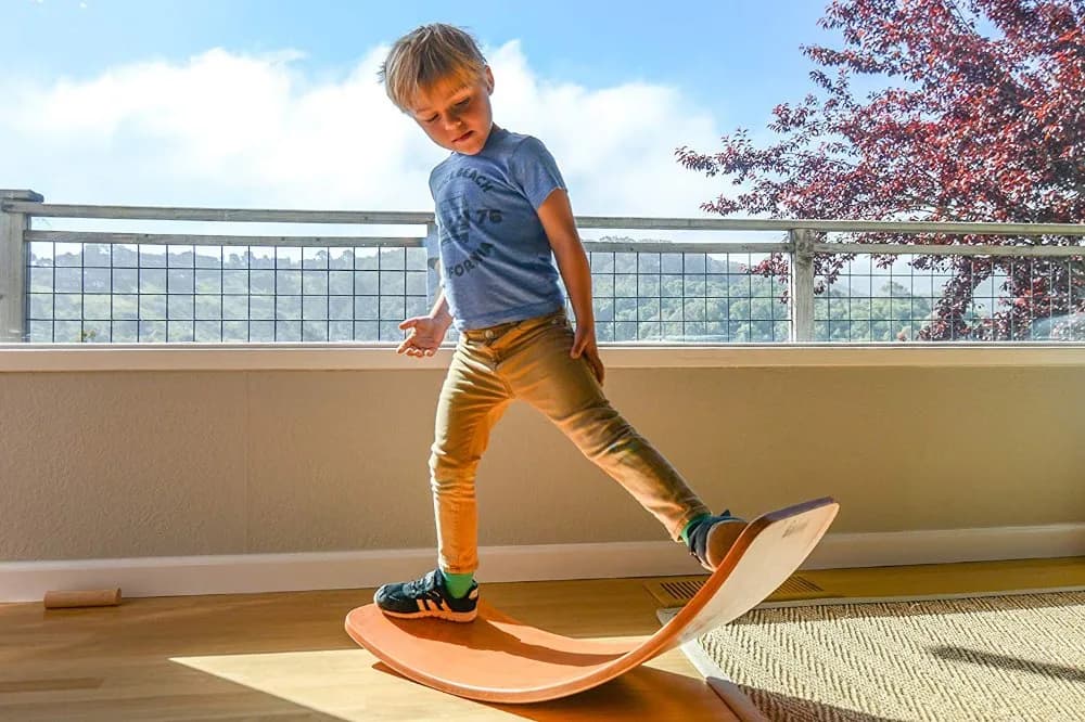 Kids Wooden Montessori Balance Board Wobble Board For Indoor Play And Learning