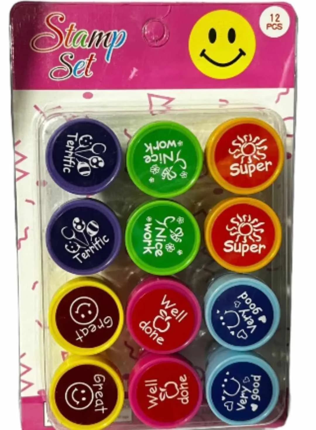 12-Piece Smiley Stamp Set - Multicolor