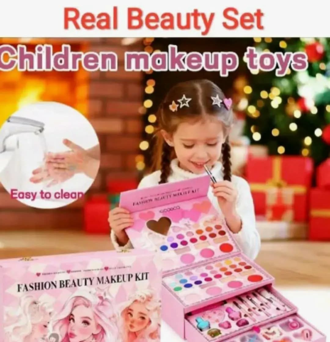 Real Beauty: One Big Makeup Set With Barbie Doll Print For Kids In Three Steps