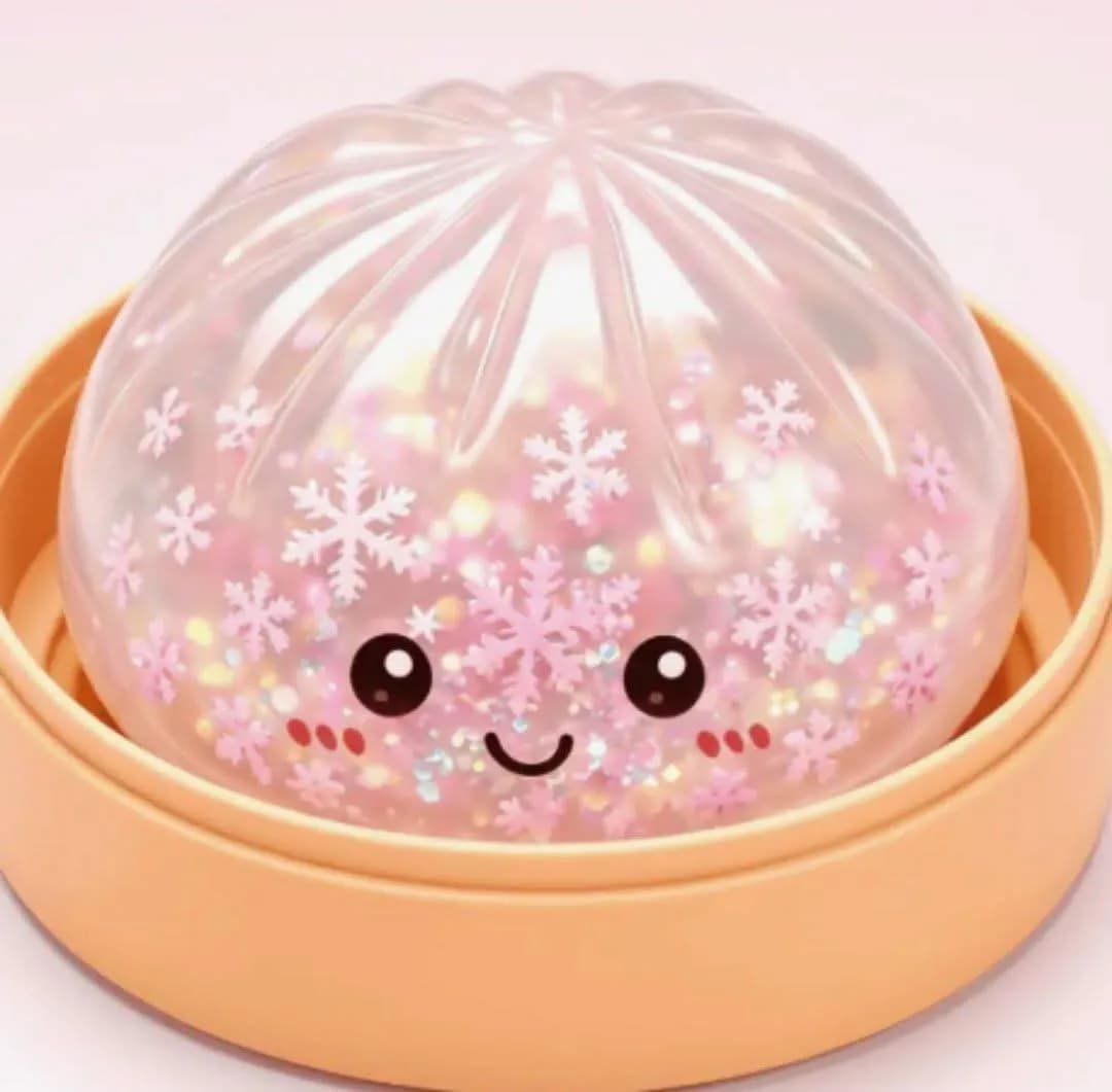Snowflake Dumpling: One Glittery Squishy Steamed Bun Toy With Slow Rebound TPR For Kids