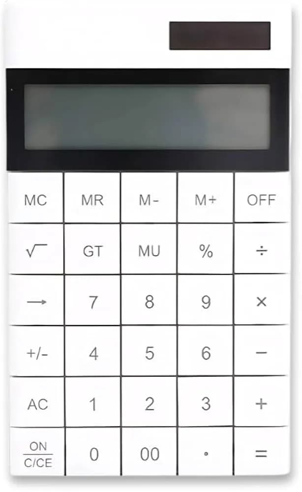 Thin Flat Desktop Calculator With 12-Digit Display, Solar & Battery Power, Large Buttons And Portable Design